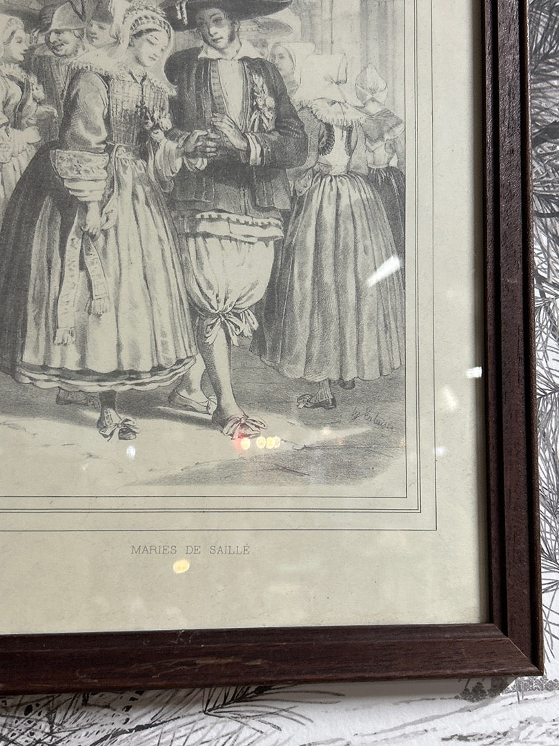 Tableau Gravure Mariés de Saillé L. Lestang