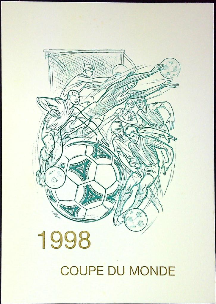 Football Coupe Du Monde 1998 Enveloppe Dépliant Timbre 1er jour Encart Fdc Yvert et Tellier