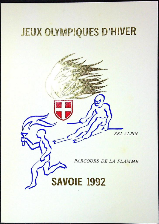 Jeux Olympiques D'hivers Savoie 1992 Enveloppe Dépliant Timbre 1er jour Encart Fdc Yvert et Tellier