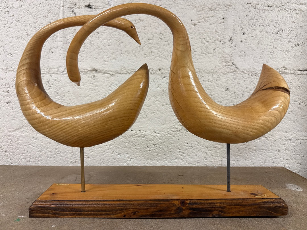 Sculpture Jean-pierre Feugnet – Oiseaux en bois
