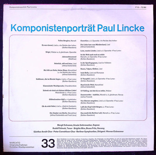 Vinyle komponistenporträt Paul Lincke Marcato Rose