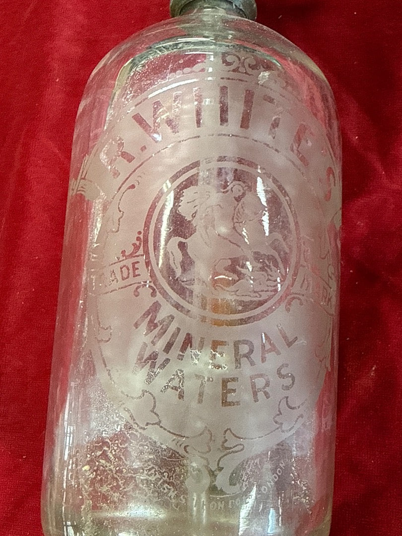 Siphon – R. White's – Ornement – Verre gravé vintage
