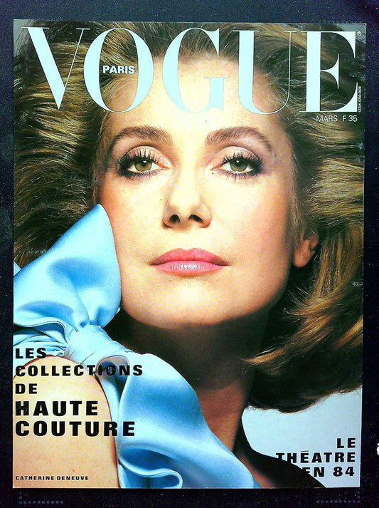 Affiche de Kiosque Plv Promo magazine Vogue Paris Mars 1984 Catherine Deneuve