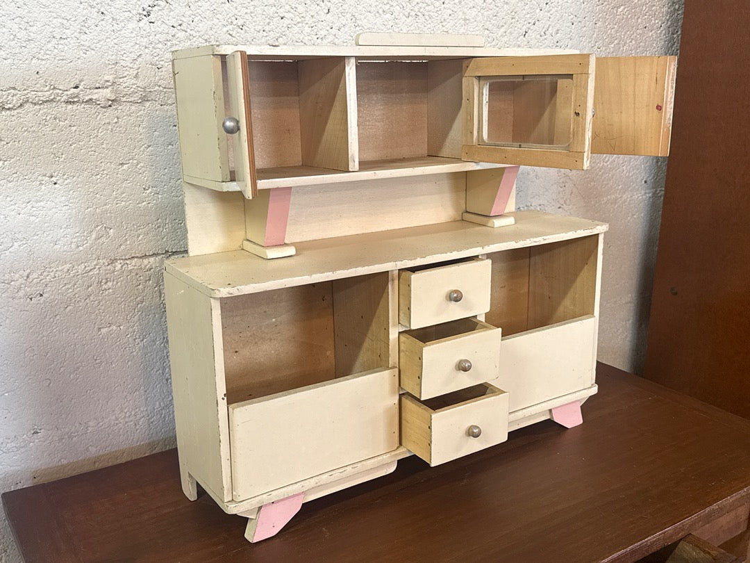Dînette cuisine en bois vintage – Meuble jouet ancien