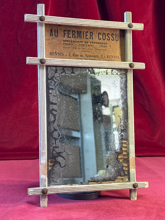Miroir publicitaire « Au Fermier Cossu », Rennes, 28 cm