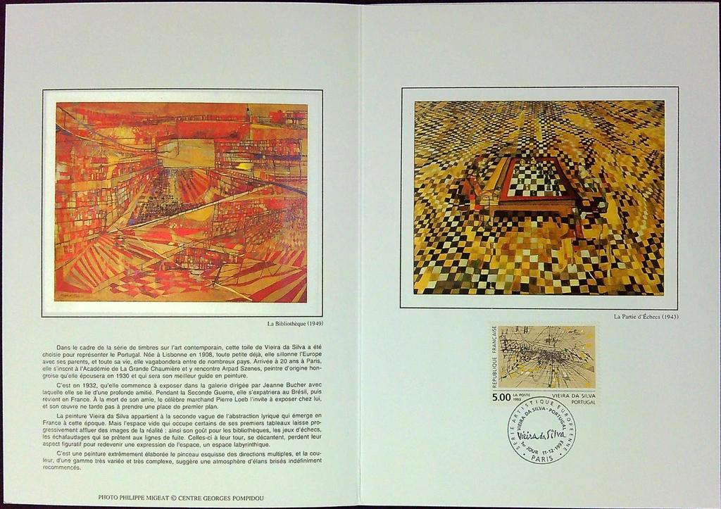 Vieira Da Silva Art Contemporain Enveloppe Dépliant Timbre 1er jour Encart Fdc Yvert et Tellier