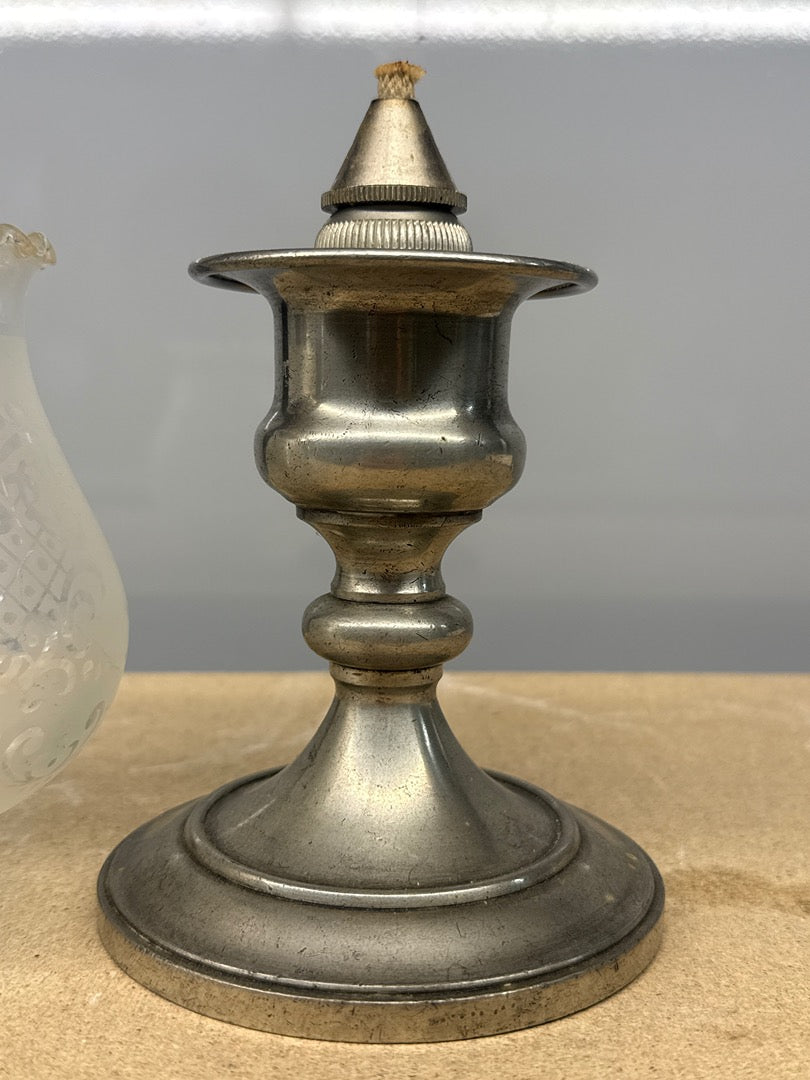 Lampe à huile – La Lampione Le Lingot – Luminaire – Vintage étain verre dépoli