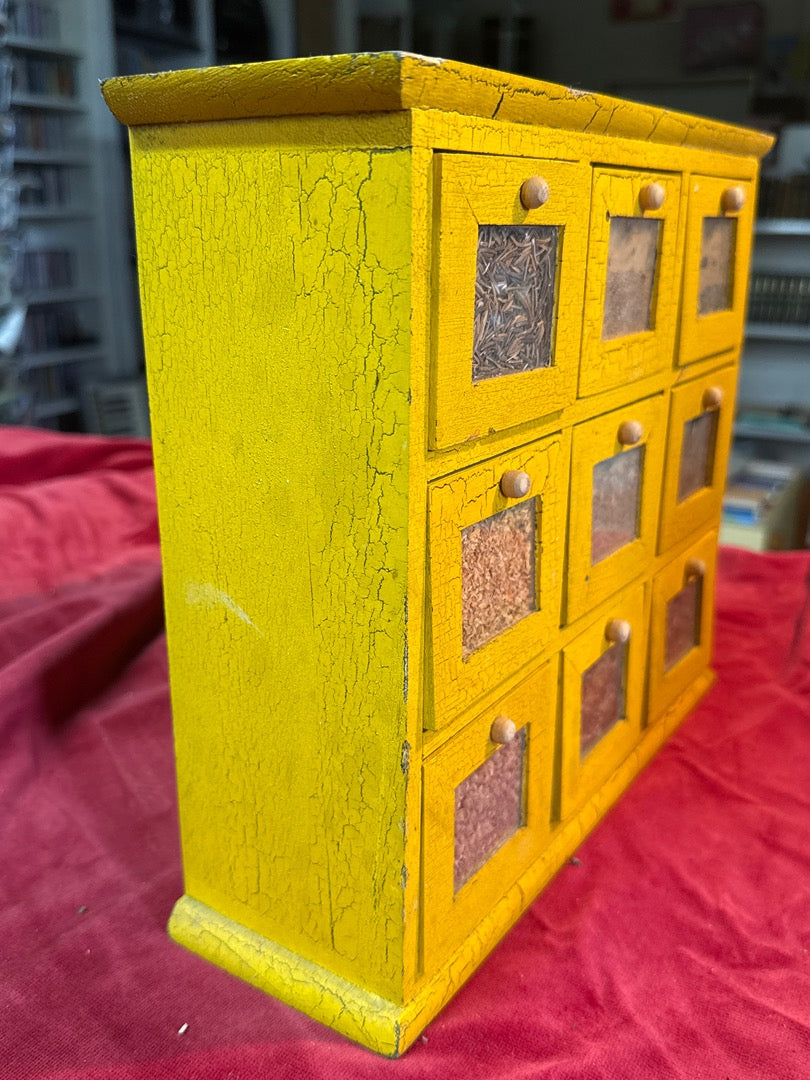 Boîte de rangement – Vintage – Rangement – Bois jaune patiné