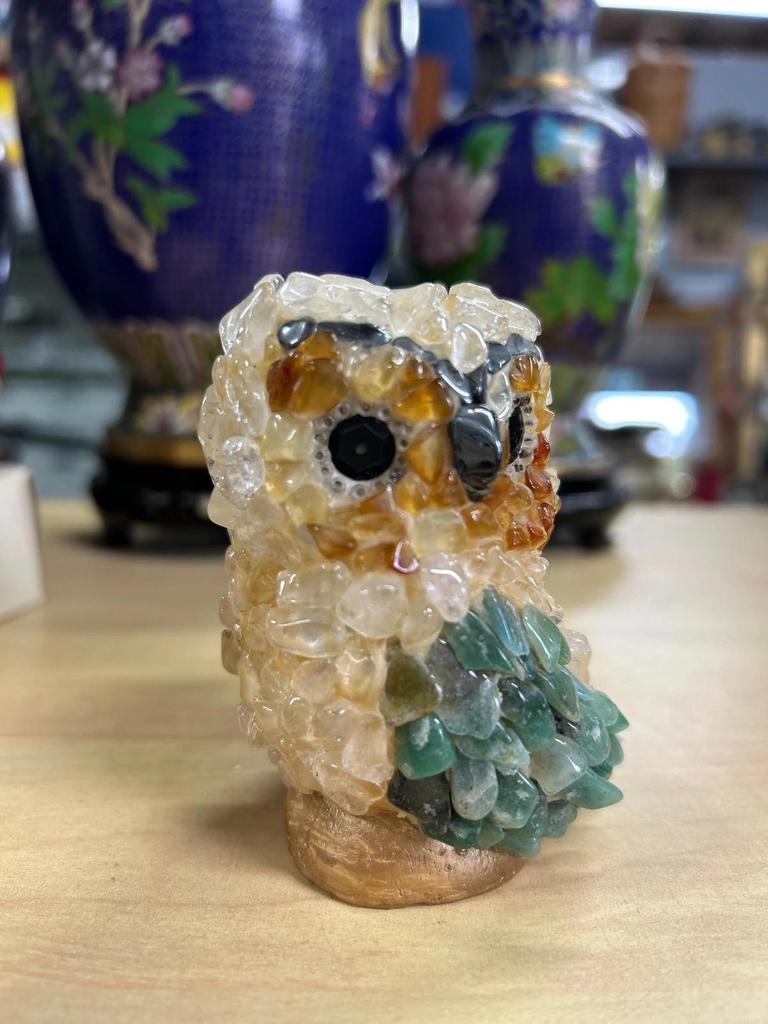 Statuette avec des pierres semi précieuse Chouette / Hibou