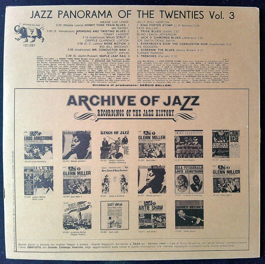 Vinyle Jazz Panorama Of The '20 Vol. 3 Archive of Jazz beige