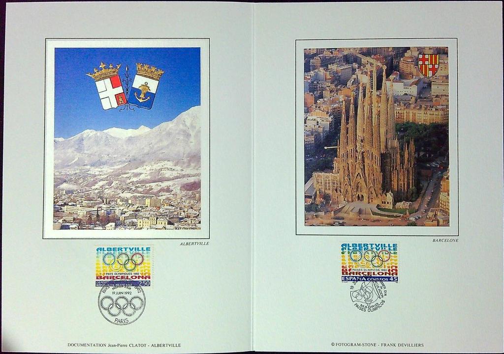 Albertville Barcelone Enveloppe Dépliant Timbre 1er jour Encart Fdc Yvert et Tellier