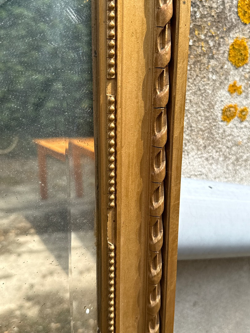 Miroir doré – Style Louis Xvi – Décoration – Fronton nœud