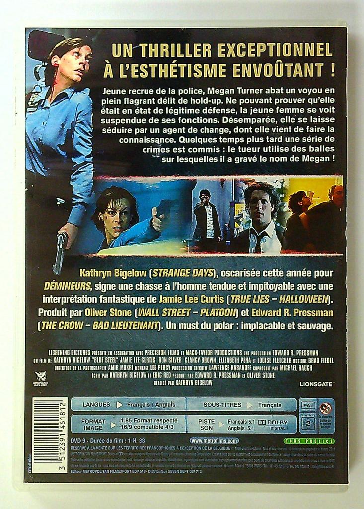 Dvd Blue Steel Jamie Lee Curtis Kathryn Bigelow Metropolitan