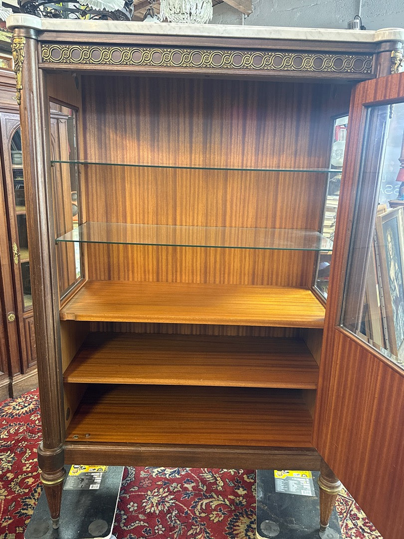 Vitrine ancienne bois marbre – Meuble vintage