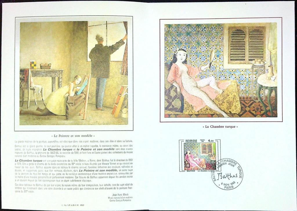 Balthus La Chambre Turque Enveloppe Dépliant Timbre 1er jour Encart Fdc Yvert et Tellier