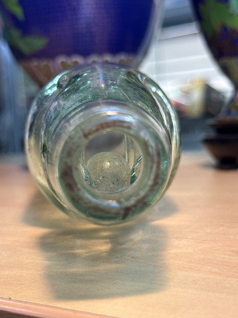 Bouteille à bille – Hunt & Co – Ornement – Verre vert ancien
