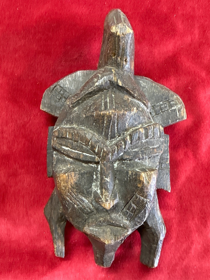 Masque tortue en bois – Ornements – Sculpté art africain tribal
