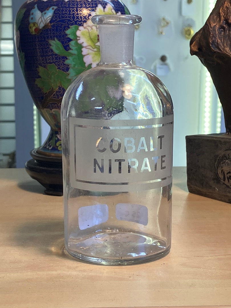 Flacon d'apothicaire – Cobalt Nitrate – Décoration – Verre ancien