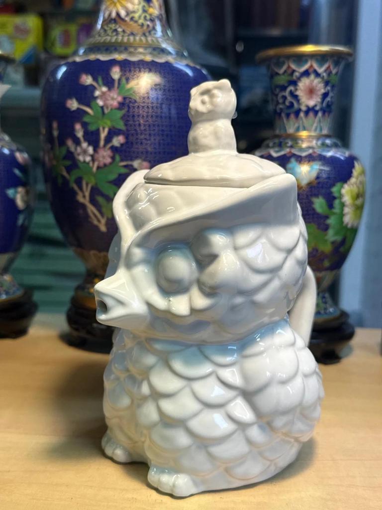 Théière Hiboux Céramique Porcelaine Blanc