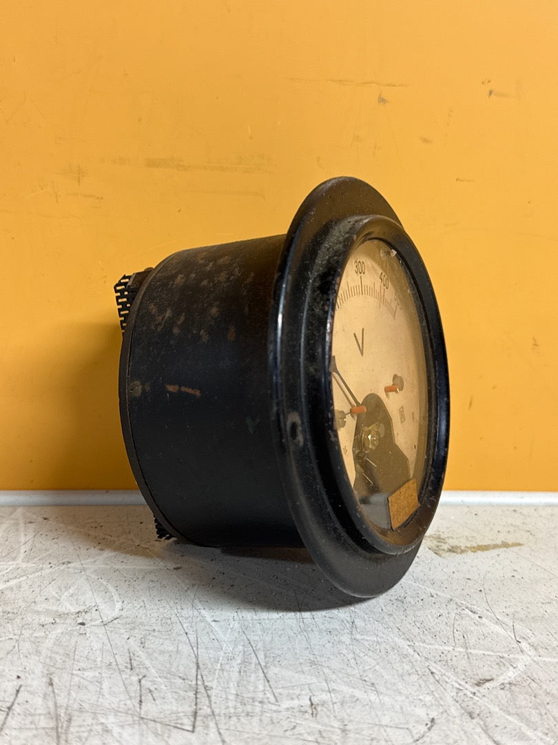 Voltmètre analogique ancien – Cadran rond vintage