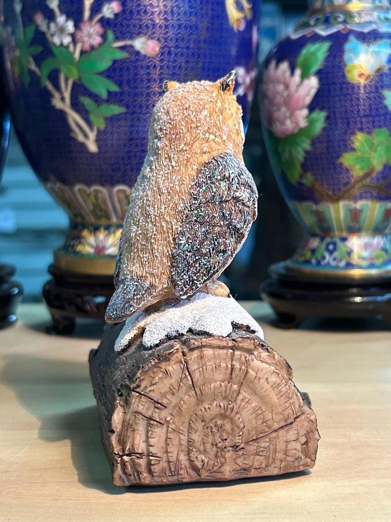 Statuette sculpté Chouette / Hibou poser sur une branche
