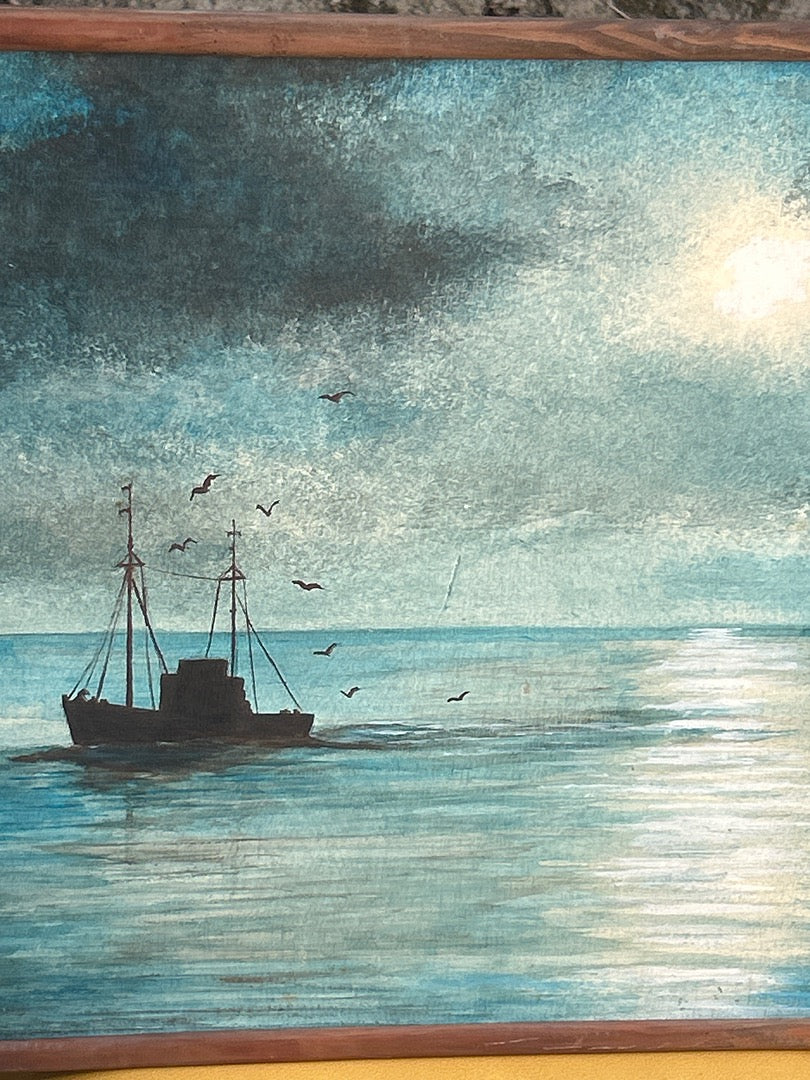 Tableau – Dufresne – Peinture – Marine et bateaux bleu