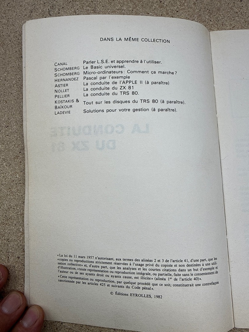 Livre – Eyrolles – Informatique – La conduite du Zx 81