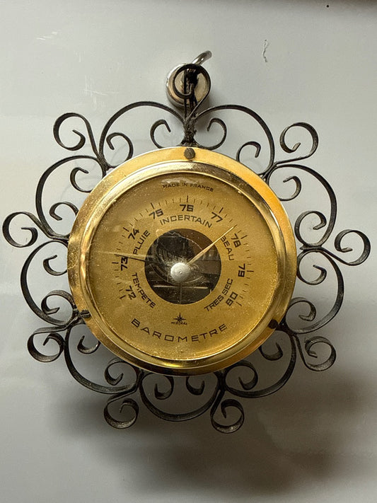 Baromètre Mistral – Ancien en métal doré et noir