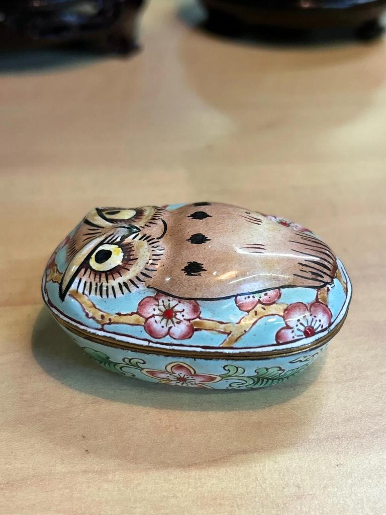 Boite vintage en email Chouette / Hibou