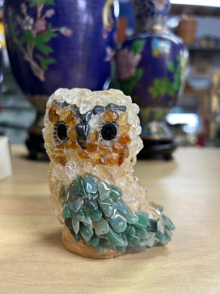 Statuette avec des pierres semi précieuse Chouette / Hibou