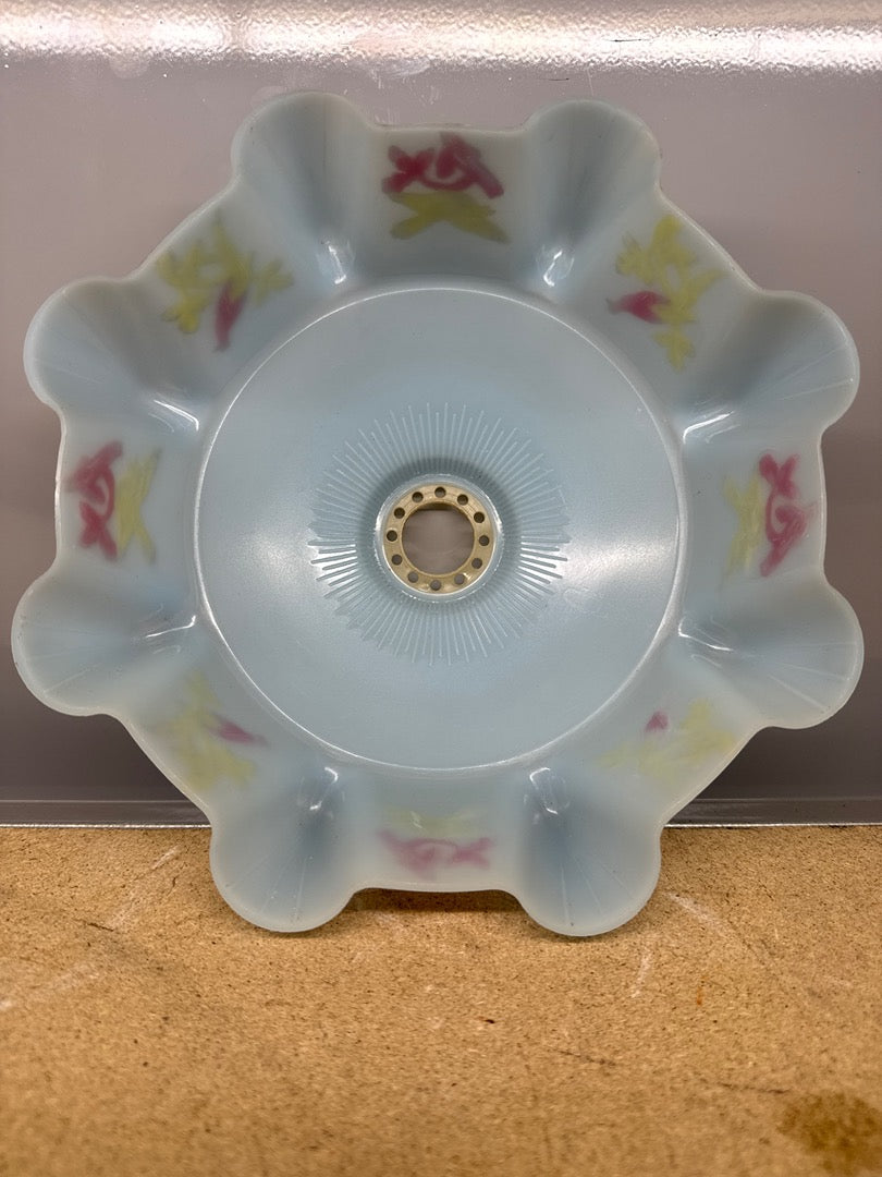 Abat-jour – Opaline – Luminaire – Cloche bleu décor oiseaux