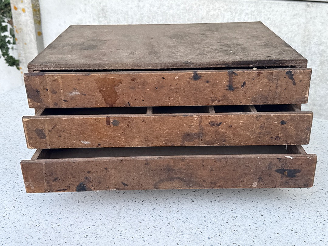 Organiseur à tiroirs – Vintage – Rangement – Bois brut