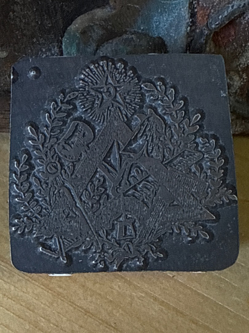 Tampon d’imprimerie – Vintage – Hobbies – Blason en métal Franc Maçon