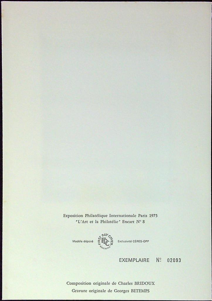 L'art Philatélie Paris 1975 Céres Enveloppe Dépliant Timbre 1er jour Encart Fdc Yvert et Tellier