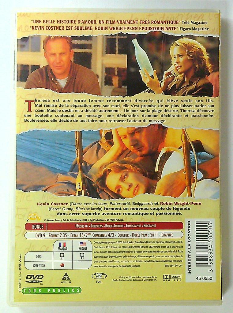 Dvd Une bouteille à la mer Kevin Costner
