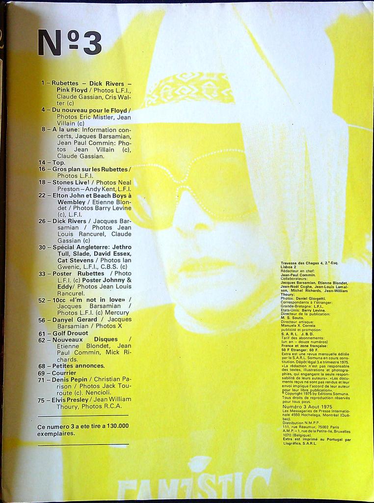 Magazine – Extra N°3 – Musique – Pink Floyd Elvis 1975