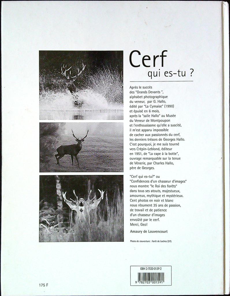 Livre documentaire Cerf qui es-tu ? Georges Hallo Dédicacé