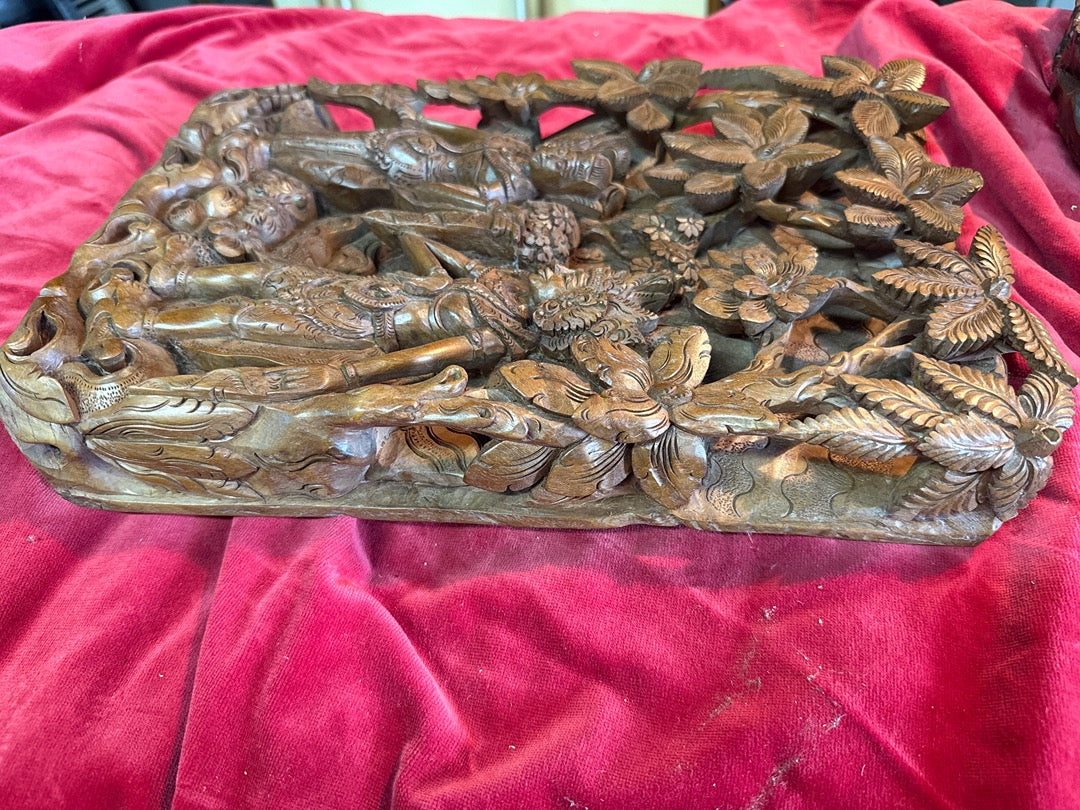 Panneau bois sculpté – Bali – Décoration – Danseurs