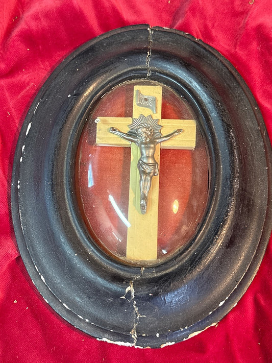 Cadre crucifix – Napoléon Iii – Art religieux – Verre bombé