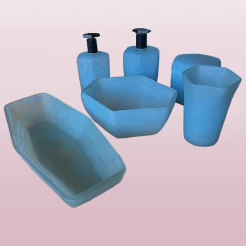 Set De Toilette – Vintage – Accessoires Maison – Verre Bleu Opale