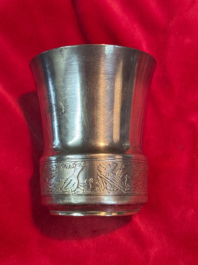 Timbale de baptême – Métal argenté – Vaisselle – Décor canards