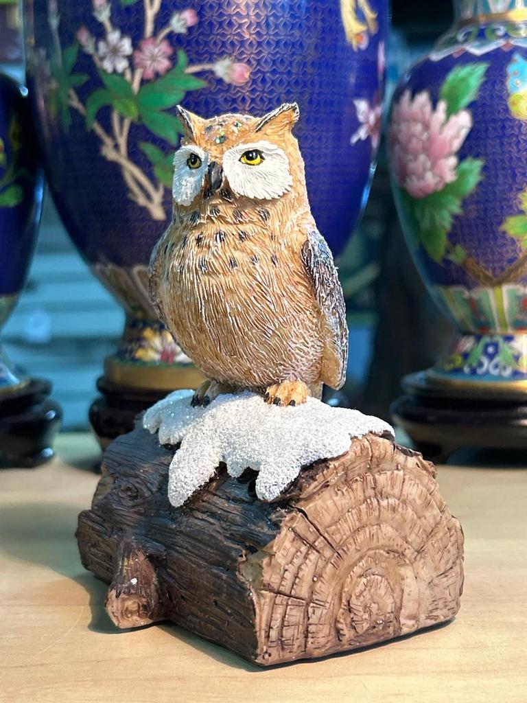 Statuette sculpté Chouette / Hibou poser sur une branche