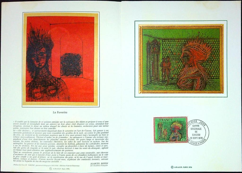 Carzou Enveloppe Dépliant Timbre 1er jour Encart Fdc Yvert et Tellier
