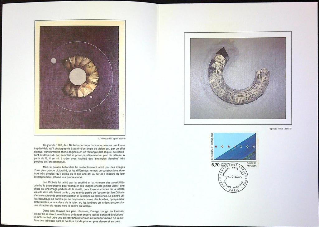 Art Contemporain Europe Jan Dibbets Enveloppe Dépliant Timbre 1er jour Encart Fdc Yvert et Tellier