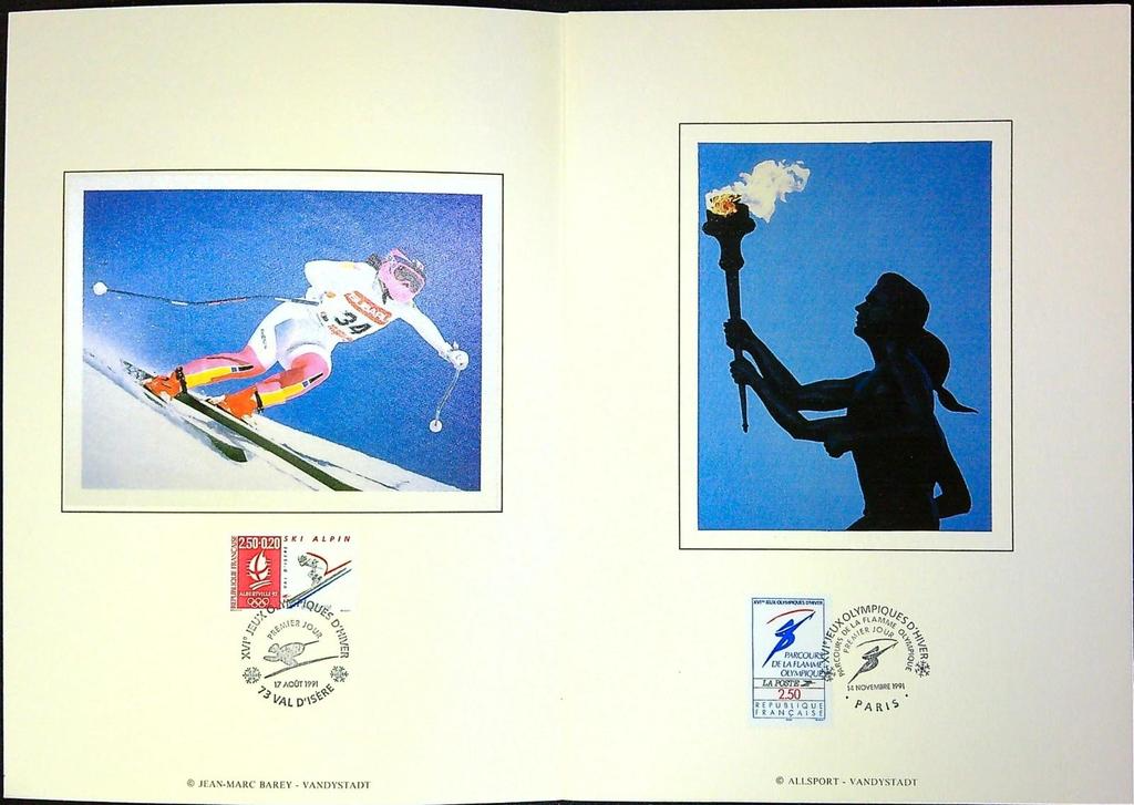Jeux Olympiques D'hivers Savoie 1992 Enveloppe Dépliant Timbre 1er jour Encart Fdc Yvert et Tellier