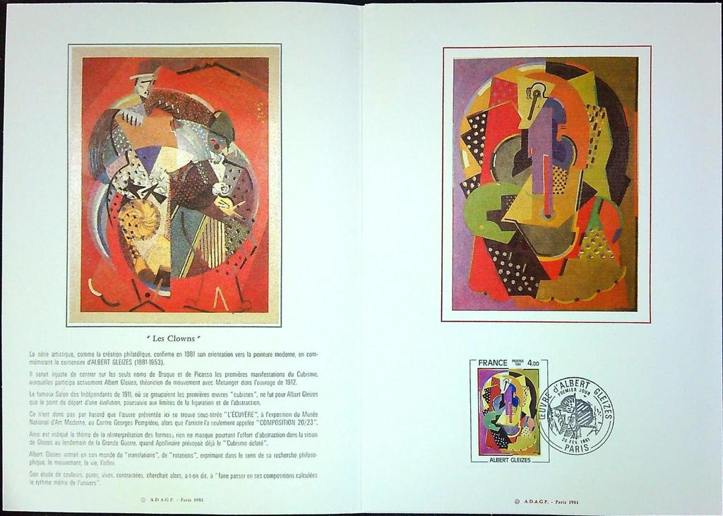 Albert Gleizes Enveloppe Dépliant Timbre 1er jour Encart Fdc Yvert et Tellier