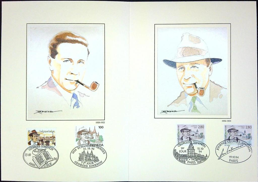 Georges Simenon 1903-1989 Enveloppe Dépliant Timbre 1er jour Encart Fdc Yvert et Tellier