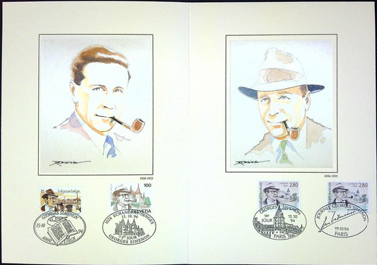 Georges Simenon 1903-1989 Enveloppe Dépliant Timbre 1er jour Encart Fdc Yvert et Tellier
