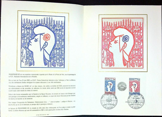 Philexfrance 82 Enveloppe Dépliant Timbre 1er jour Encart Fdc Yvert et Tellier