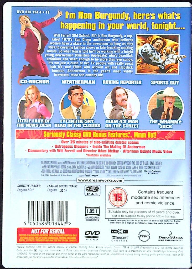 Dvd Anchorman – La Légende de Ron Burgundy – Vidéo – Comédie culte